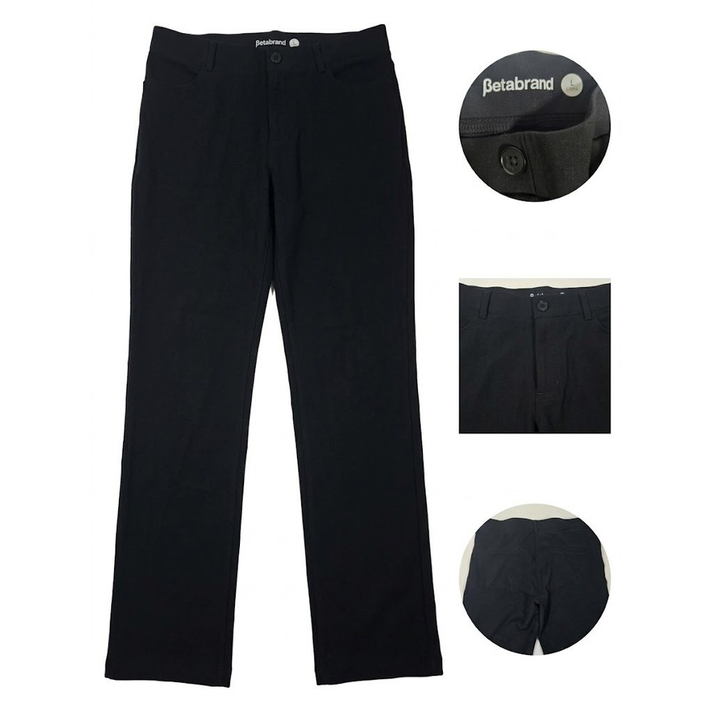 Betabrand Dress Pant Yoga Pants Womens Large Long Black Straight Leg Trousers